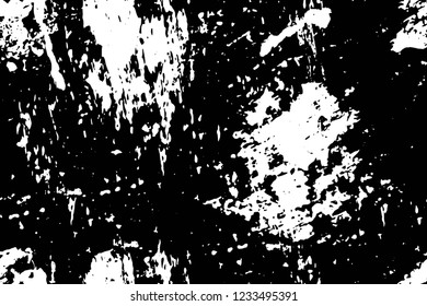 Grunge overlay layer. Abstract black and white vector background. Monochrome vintage surface with dirty pattern in cracks, spots, dots. Old wall in dark horror style design