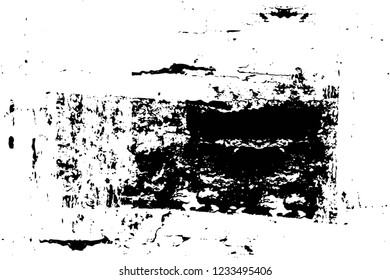 Grunge overlay layer. Abstract black and white vector background. Monochrome vintage surface with dirty pattern in cracks, spots, dots. Old wall in dark horror style design