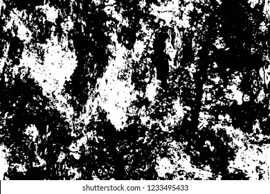 Grunge overlay layer. Abstract black and white vector background. Monochrome vintage surface with dirty pattern in cracks, spots, dots. Old wall in dark horror style design
