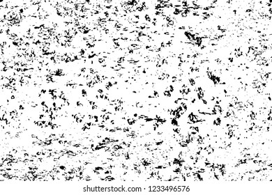 Grunge overlay layer. Abstract black and white vector background. Monochrome vintage surface with dirty pattern in cracks, spots, dots. Old wall in dark horror style design