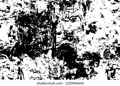 Grunge overlay layer. Abstract black and white vector background. Monochrome vintage surface with dirty pattern in cracks, spots, dots. Old wall in dark horror style design
