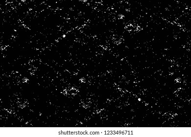 Grunge overlay layer. Abstract black and white vector background. Monochrome vintage surface with dirty pattern in cracks, spots, dots. Old wall in dark horror style design