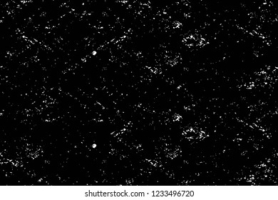 Grunge overlay layer. Abstract black and white vector background. Monochrome vintage surface with dirty pattern in cracks, spots, dots. Old wall in dark horror style design