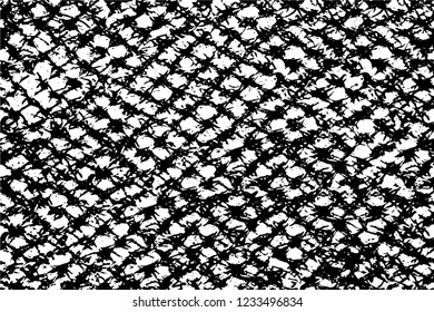 Grunge overlay layer. Abstract black and white vector background. Monochrome vintage surface with dirty pattern in cracks, spots, dots. Old wall in dark horror style design