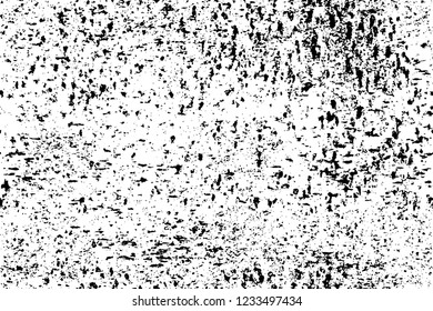 Grunge overlay layer. Abstract black and white vector background. Monochrome vintage surface with dirty pattern in cracks, spots, dots. Old wall in dark horror style design