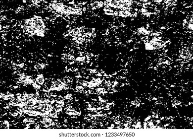 Grunge overlay layer. Abstract black and white vector background. Monochrome vintage surface with dirty pattern in cracks, spots, dots. Old wall in dark horror style design