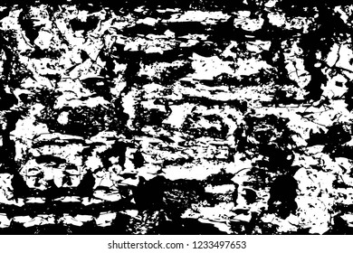 Grunge overlay layer. Abstract black and white vector background. Monochrome vintage surface with dirty pattern in cracks, spots, dots. Old wall in dark horror style design