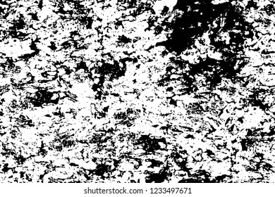 Grunge overlay layer. Abstract black and white vector background. Monochrome vintage surface with dirty pattern in cracks, spots, dots. Old wall in dark horror style design