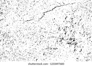 Grunge overlay layer. Abstract black and white vector background. Monochrome vintage surface with dirty pattern in cracks, spots, dots. Old wall in dark horror style design