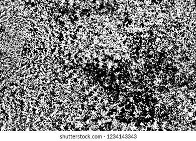 Grunge overlay layer. Abstract black and white vector background. Monochrome vintage surface with dirty pattern in cracks, spots, dots. Old wall in dark horror style design