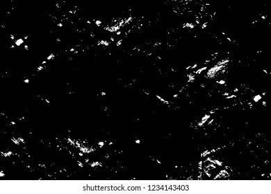 Grunge overlay layer. Abstract black and white vector background. Monochrome vintage surface with dirty pattern in cracks, spots, dots. Old wall in dark horror style design