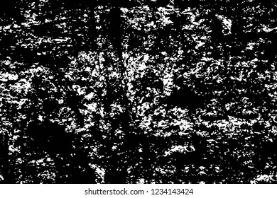 Grunge overlay layer. Abstract black and white vector background. Monochrome vintage surface with dirty pattern in cracks, spots, dots. Old wall in dark horror style design