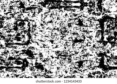 Grunge overlay layer. Abstract black and white vector background. Monochrome vintage surface with dirty pattern in cracks, spots, dots. Old wall in dark horror style design
