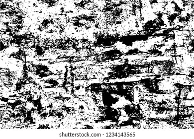 Grunge overlay layer. Abstract black and white vector background. Monochrome vintage surface with dirty pattern in cracks, spots, dots. Old wall in dark horror style design