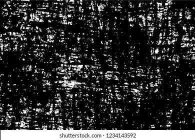 Grunge overlay layer. Abstract black and white vector background. Monochrome vintage surface with dirty pattern in cracks, spots, dots. Old wall in dark horror style design
