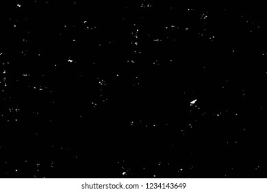 Grunge overlay layer. Abstract black and white vector background. Monochrome vintage surface with dirty pattern in cracks, spots, dots. Old wall in dark horror style design