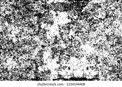 Grunge overlay layer. Abstract black and white vector background. Monochrome vintage surface with dirty pattern in cracks, spots, dots. Old wall in dark horror style design