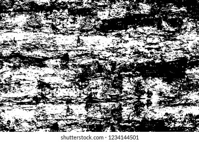 Grunge overlay layer. Abstract black and white vector background. Monochrome vintage surface with dirty pattern in cracks, spots, dots. Old wall in dark horror style design