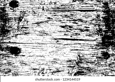 Grunge overlay layer. Abstract black and white vector background. Monochrome vintage surface with dirty pattern in cracks, spots, dots. Old wall in dark horror style design