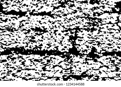 Grunge overlay layer. Abstract black and white vector background. Monochrome vintage surface with dirty pattern in cracks, spots, dots. Old wall in dark horror style design