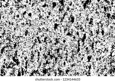Grunge overlay layer. Abstract black and white vector background. Monochrome vintage surface with dirty pattern in cracks, spots, dots. Old wall in dark horror style design