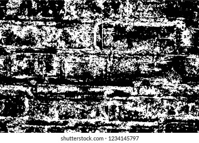 Grunge overlay layer. Abstract black and white vector background. Monochrome vintage surface with dirty pattern in cracks, spots, dots. Old wall in dark horror style design
