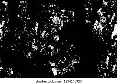 Grunge overlay layer. Abstract black and white vector background. Monochrome vintage surface with dirty pattern in cracks, spots, dots. Old wall in dark horror style design