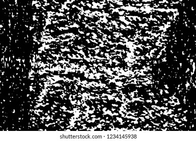 Grunge overlay layer. Abstract black and white vector background. Monochrome vintage surface with dirty pattern in cracks, spots, dots. Old wall in dark horror style design