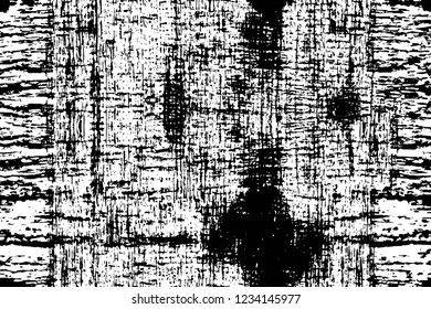 Grunge overlay layer. Abstract black and white vector background. Monochrome vintage surface with dirty pattern in cracks, spots, dots. Old wall in dark horror style design