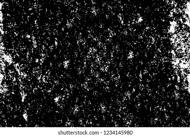 Grunge overlay layer. Abstract black and white vector background. Monochrome vintage surface with dirty pattern in cracks, spots, dots. Old wall in dark horror style design