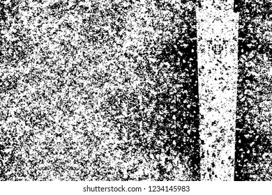 Grunge overlay layer. Abstract black and white vector background. Monochrome vintage surface with dirty pattern in cracks, spots, dots. Old wall in dark horror style design