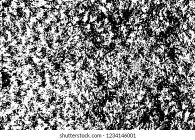 Grunge overlay layer. Abstract black and white vector background. Monochrome vintage surface with dirty pattern in cracks, spots, dots. Old wall in dark horror style design