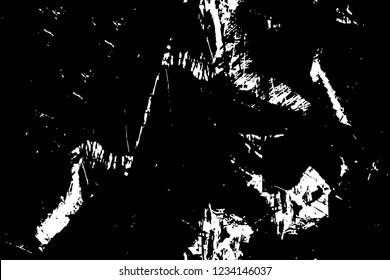 Grunge overlay layer. Abstract black and white vector background. Monochrome vintage surface with dirty pattern in cracks, spots, dots. Old wall in dark horror style design