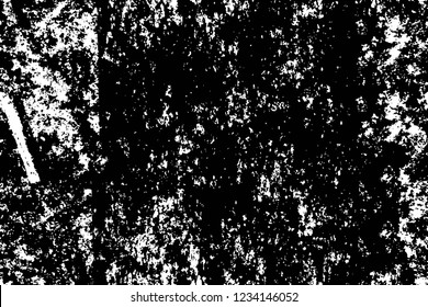 Grunge overlay layer. Abstract black and white vector background. Monochrome vintage surface with dirty pattern in cracks, spots, dots. Old wall in dark horror style design