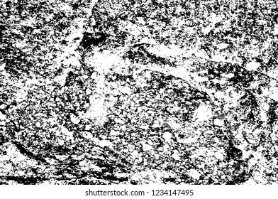 Grunge overlay layer. Abstract black and white vector background. Monochrome vintage surface with dirty pattern in cracks, spots, dots. Old wall in dark horror style design