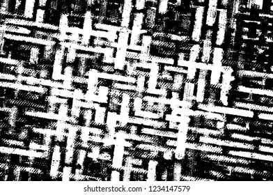 Grunge overlay layer. Abstract black and white vector background. Monochrome vintage surface with dirty pattern in cracks, spots, dots. Old wall in dark horror style design