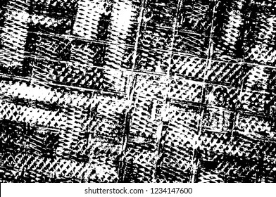 Grunge overlay layer. Abstract black and white vector background. Monochrome vintage surface with dirty pattern in cracks, spots, dots. Old wall in dark horror style design