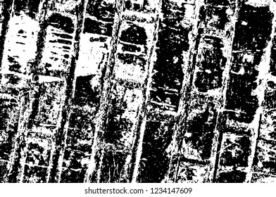 Grunge overlay layer. Abstract black and white vector background. Monochrome vintage surface with dirty pattern in cracks, spots, dots. Old wall in dark horror style design