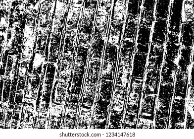 Grunge overlay layer. Abstract black and white vector background. Monochrome vintage surface with dirty pattern in cracks, spots, dots. Old wall in dark horror style design