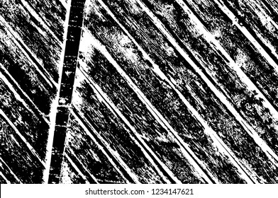 Grunge overlay layer. Abstract black and white vector background. Monochrome vintage surface with dirty pattern in cracks, spots, dots. Old wall in dark horror style design