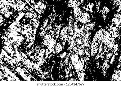 Grunge overlay layer. Abstract black and white vector background. Monochrome vintage surface with dirty pattern in cracks, spots, dots. Old wall in dark horror style design