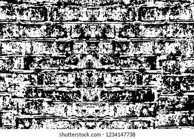 Grunge overlay layer. Abstract black and white vector background. Monochrome vintage surface with dirty pattern in cracks, spots, dots. Old wall in dark horror style design