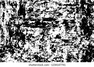 Grunge overlay layer. Abstract black and white vector background. Monochrome vintage surface with dirty pattern in cracks, spots, dots. Old wall in dark horror style design