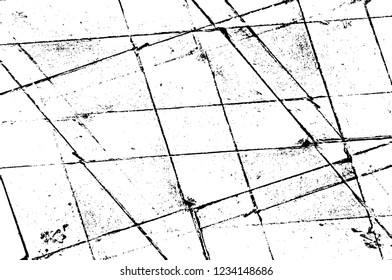 Grunge overlay layer. Abstract black and white vector background. Monochrome vintage surface with dirty pattern in cracks, spots, dots. Old wall in dark horror style design