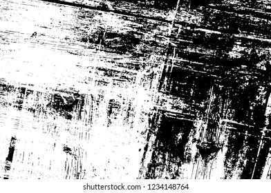 Grunge overlay layer. Abstract black and white vector background. Monochrome vintage surface with dirty pattern in cracks, spots, dots. Old wall in dark horror style design