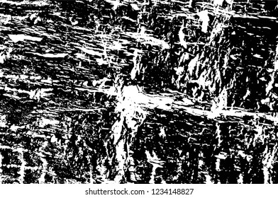 Grunge overlay layer. Abstract black and white vector background. Monochrome vintage surface with dirty pattern in cracks, spots, dots. Old wall in dark horror style design