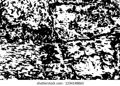 Grunge overlay layer. Abstract black and white vector background. Monochrome vintage surface with dirty pattern in cracks, spots, dots. Old wall in dark horror style design
