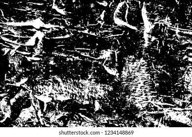 Grunge overlay layer. Abstract black and white vector background. Monochrome vintage surface with dirty pattern in cracks, spots, dots. Old wall in dark horror style design