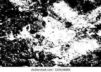 Grunge overlay layer. Abstract black and white vector background. Monochrome vintage surface with dirty pattern in cracks, spots, dots. Old wall in dark horror style design