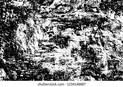 Grunge overlay layer. Abstract black and white vector background. Monochrome vintage surface with dirty pattern in cracks, spots, dots. Old wall in dark horror style design